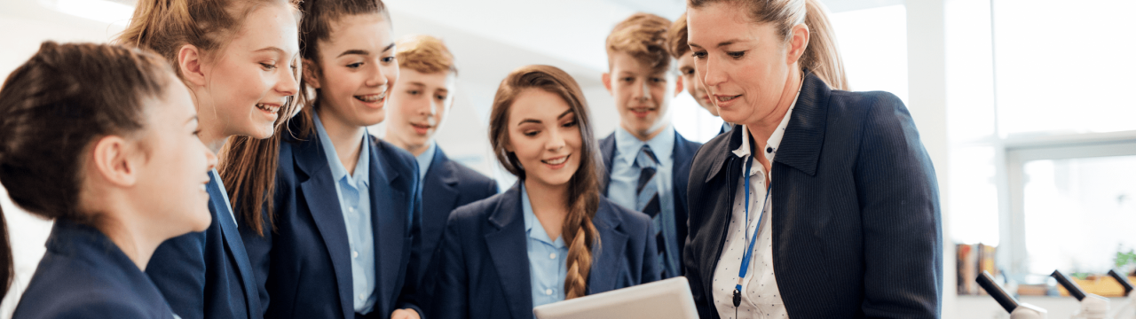 Teacher in front of a class of secondary school pupils